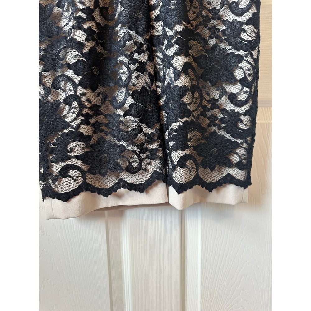 Antonio Melani Black Cream Floral Lace Cap Sleeve Sheath‎ Dress Size 4 - Picture 5 of 14